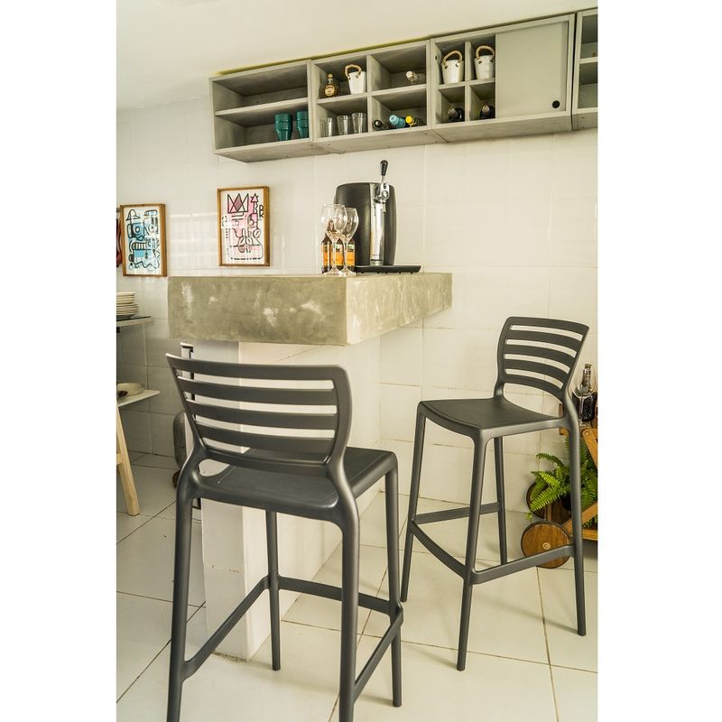 Conjuntode4CadeirasPlasticasTramontinaSofiaAltaBaremPolipropilenoeFibradeVidroGrafite