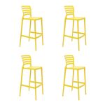 Conjuntode4CadeirasPlasticasTramontinaSofiaAltaBaremPolipropilenoeFibradeVidroAmarelo