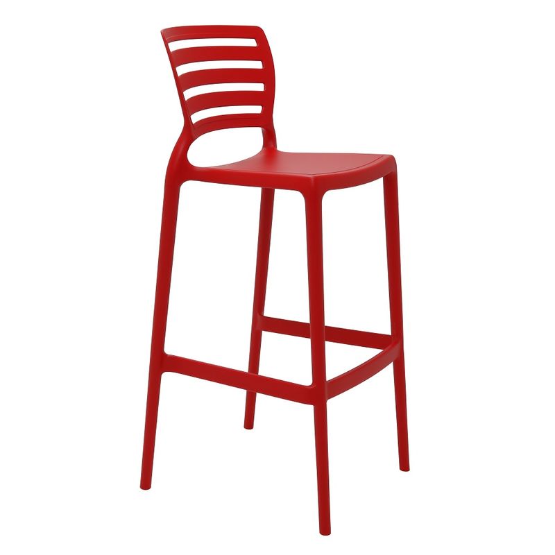 Conjuntode4CadeirasPlasticasTramontinaSofiaAltaResidenciaemPolipropilenoeFibradeVidroVermelho