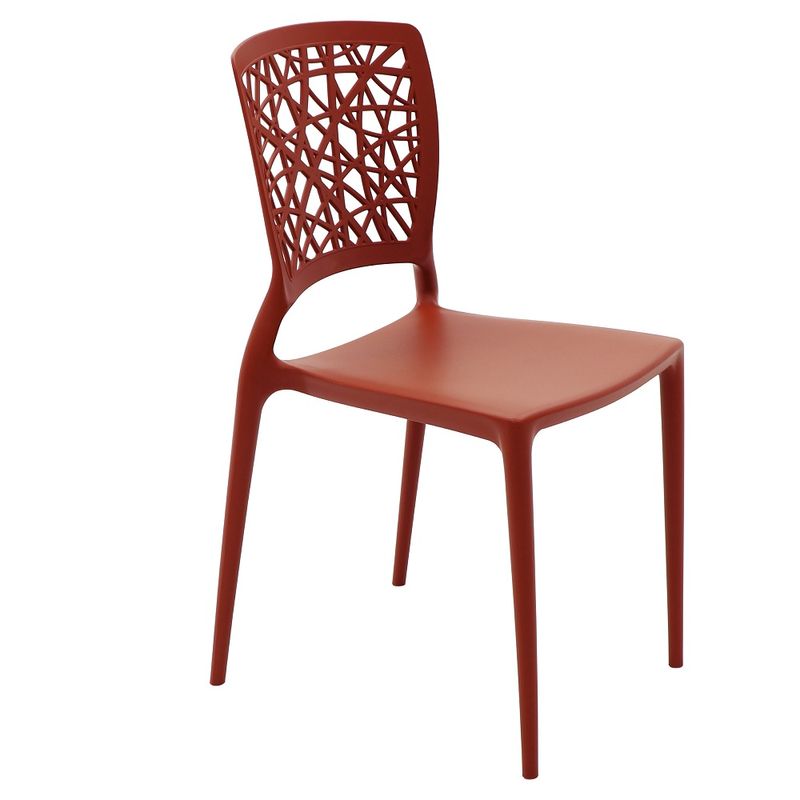 Conjuntode4CadeirasPlasticasTramontinaJoanaemPolipropilenoeFibradeVidroTerracota