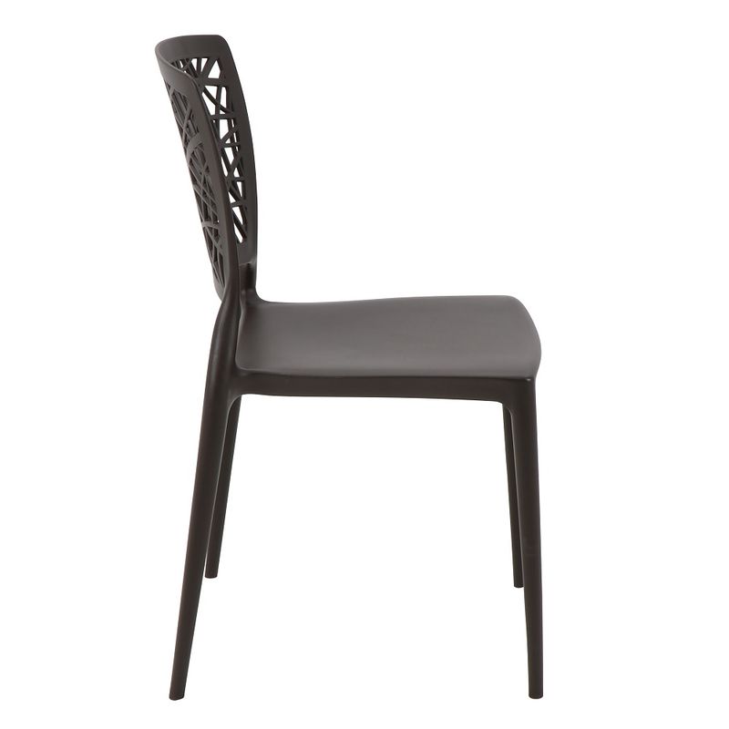 Conjuntode4CadeirasPlasticasTramontinaJoanaemPolipropilenoeFibradeVidroMarron