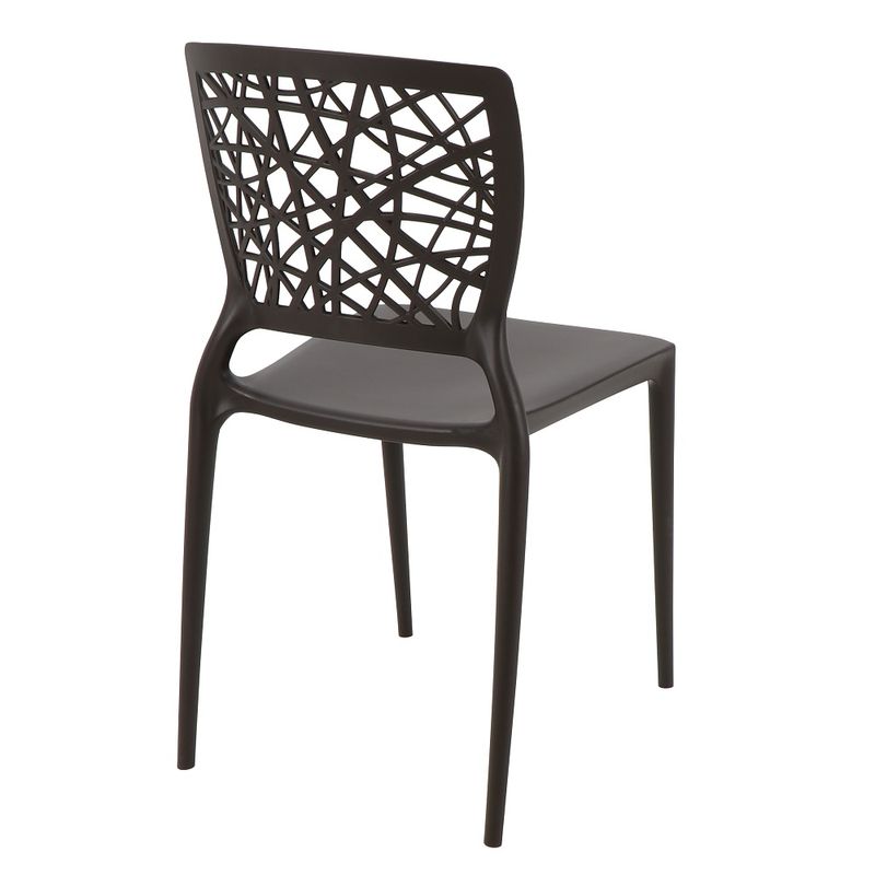 Conjuntode4CadeirasPlasticasTramontinaJoanaemPolipropilenoeFibradeVidroMarron