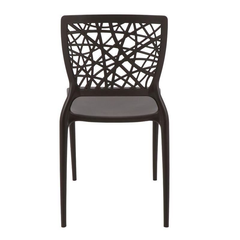 Conjuntode4CadeirasPlasticasTramontinaJoanaemPolipropilenoeFibradeVidroMarron