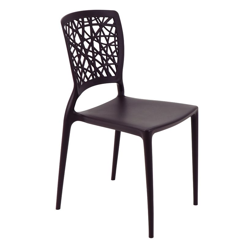 Conjuntode4CadeirasPlasticasTramontinaJoanaemPolipropilenoeFibradeVidroMarron