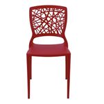Conjuntode4CadeirasPlasticasTramontinaJoanaemPolipropilenoeFibradeVidroVermelho