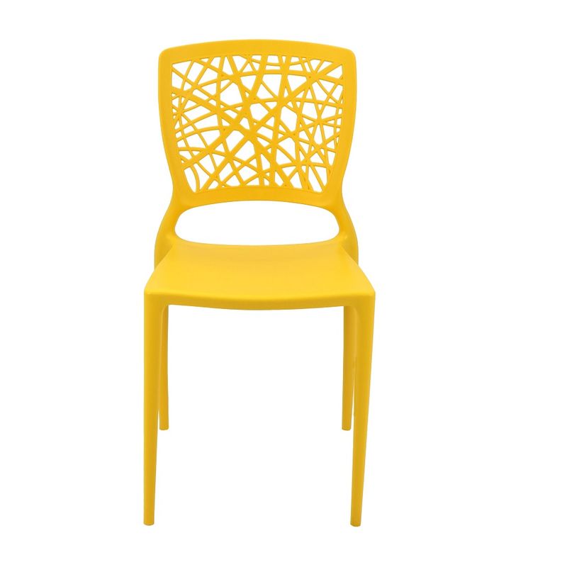 Conjuntode4CadeirasPlasticasTramontinaJoanaemPolipropilenoeFibradeVidroAmarelo