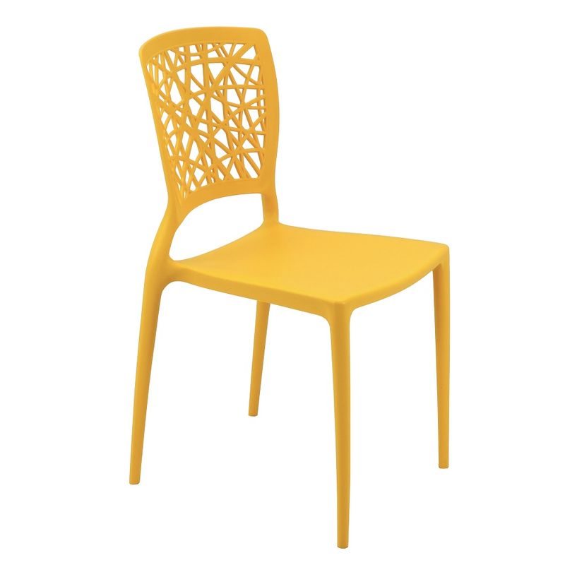 Conjuntode4CadeirasPlasticasTramontinaJoanaemPolipropilenoeFibradeVidroAmarelo