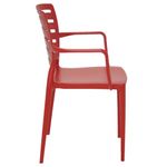 Conjuntode4CadeirasPlasticasTramontinaSofiacomEncostoHorizontaleBracosemPolipropilenoeFibradeVidroVermelho