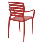 Conjuntode4CadeirasPlasticasTramontinaSofiacomEncostoHorizontaleBracosemPolipropilenoeFibradeVidroVermelho