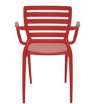 Conjuntode4CadeirasPlasticasTramontinaSofiacomEncostoHorizontaleBracosemPolipropilenoeFibradeVidroVermelho