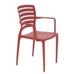 Conjuntode4CadeirasPlasticasTramontinaSofiacomEncostoHorizontaleBracosemPolipropilenoeFibradeVidroVermelho