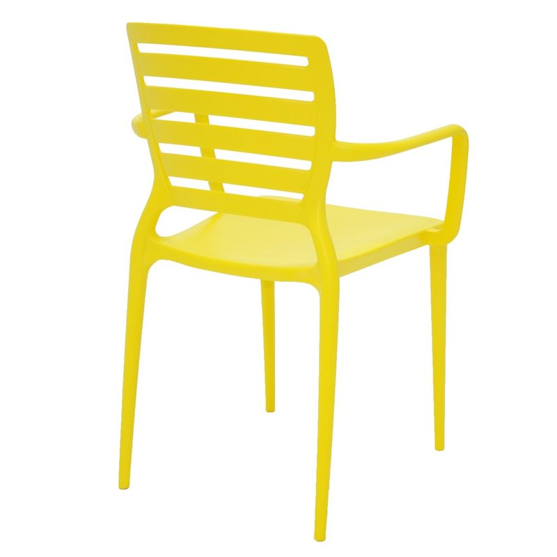 Conjuntode4CadeirasPlasticasTramontinaSofiacomEncostoHorizontaleBracosemPolipropilenoeFibradeVidroAmarelo