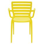 Conjuntode4CadeirasPlasticasTramontinaSofiacomEncostoHorizontaleBracosemPolipropilenoeFibradeVidroAmarelo