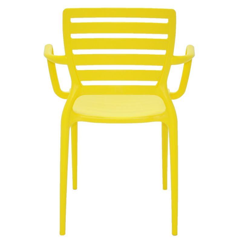 Conjuntode4CadeirasPlasticasTramontinaSofiacomEncostoHorizontaleBracosemPolipropilenoeFibradeVidroAmarelo