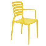 Conjuntode4CadeirasPlasticasTramontinaSofiacomEncostoHorizontaleBracosemPolipropilenoeFibradeVidroAmarelo