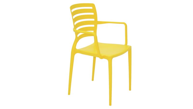 Conjunto com 4 Cadeiras Tramontina em Polipropileno Amarelo Sofia Vazada