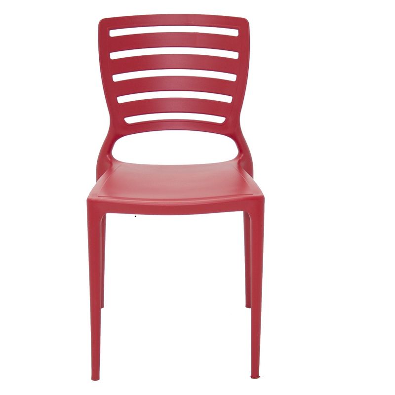 Conjuntode4CadeirasPlasticasTramontinaSofiacomEncostoHorizontalemPolipropilenoeFibradeVidroVermelho