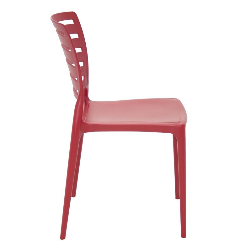 Conjuntode4CadeirasPlasticasTramontinaSofiacomEncostoHorizontalemPolipropilenoeFibradeVidroVermelho