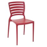 Conjuntode4CadeirasPlasticasTramontinaSofiacomEncostoHorizontalemPolipropilenoeFibradeVidroVermelho