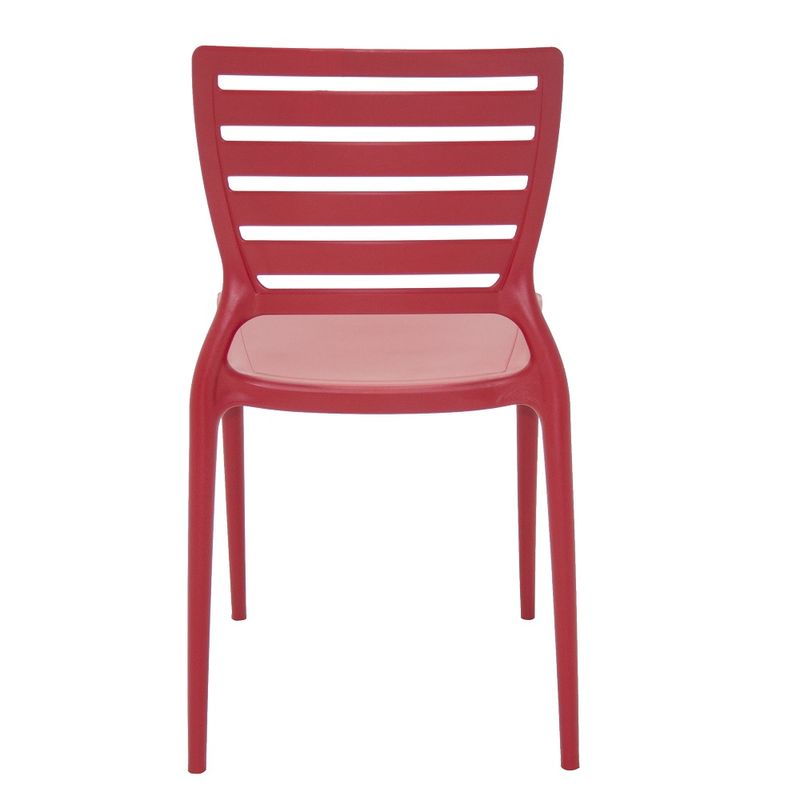 Conjuntode4CadeirasPlasticasTramontinaSofiacomEncostoHorizontalemPolipropilenoeFibradeVidroVermelho