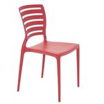 Conjuntode4CadeirasPlasticasTramontinaSofiacomEncostoHorizontalemPolipropilenoeFibradeVidroVermelho