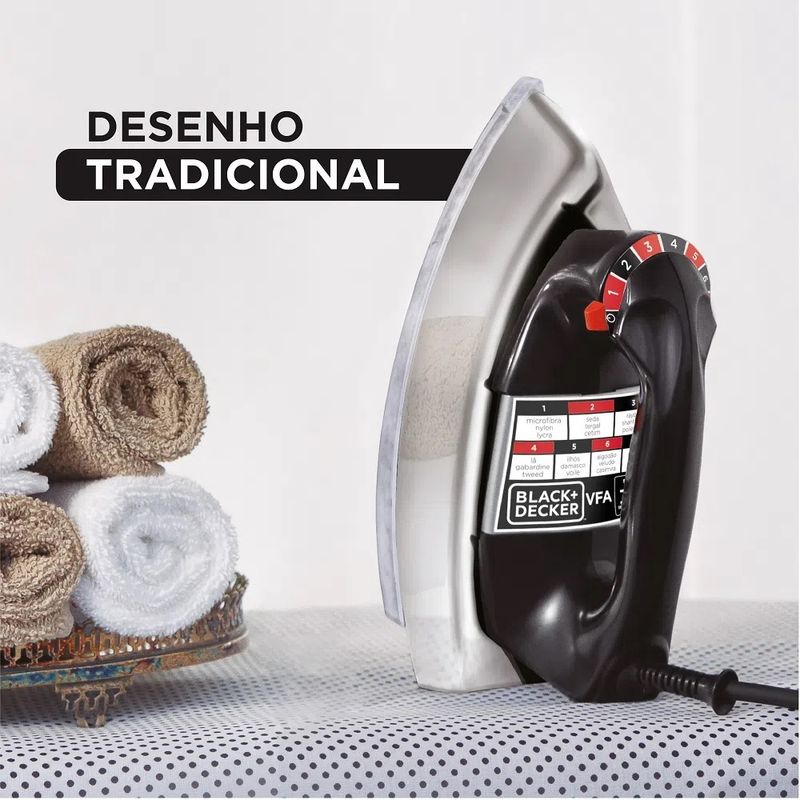 Ferro-a-Seco-Black---Decker-Cromado-com-Base-de-Aluminio-e-Seletor-de-Temperatura-VFA1110-–-127-Volts-