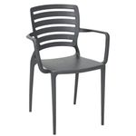 Conjuntode4CadeirasPlasticasTramontinaSofiaEncostoHorizontaleBracosPolipropilenoeFibradeVidroGrafite