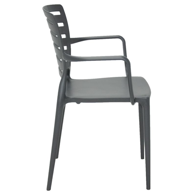 Conjuntode4CadeirasPlasticasTramontinaSofiaEncostoHorizontaleBracosPolipropilenoeFibradeVidroGrafite