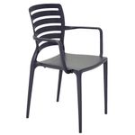 Conjuntode4CadeirasPlasticasTramontinaSofiaEncostoHorizontaleBracosPolipropilenoeFibradeVidroGrafite