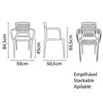 Conjuntode4CadeirasPlasticasTramontinaSofiaEncostoHorizontaleBracosPolipropilenoeFibradeVidroGrafite