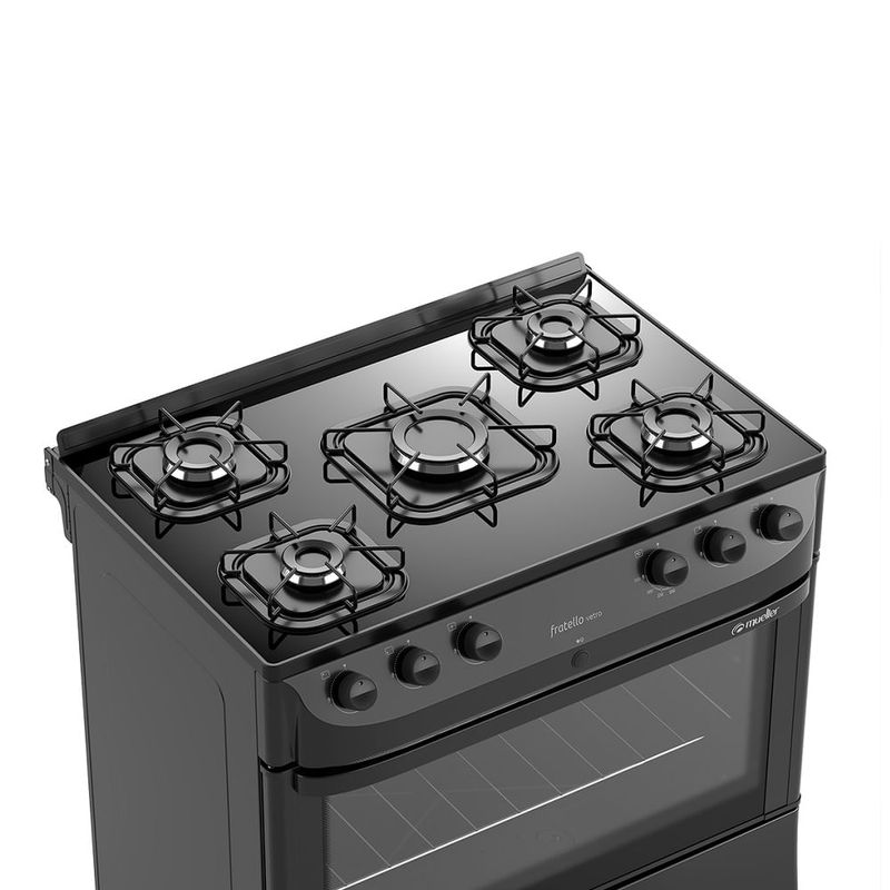 Fogao-de-Piso-Mueller-5-Bocas-Fratello-Vetro-com-Mesa-de-Vidro-Preto---Bivolt
