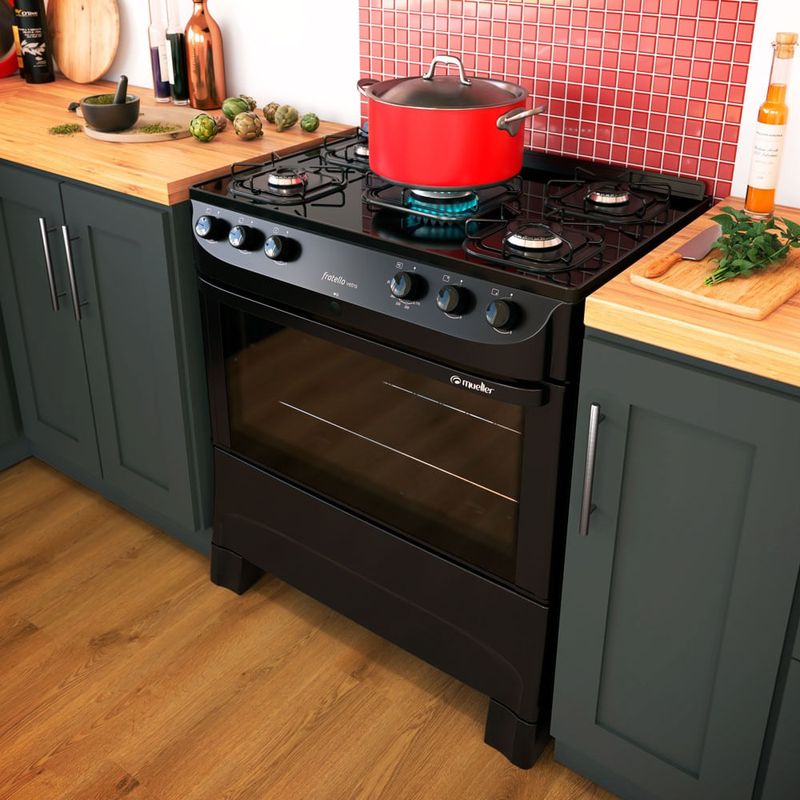 Fogao-de-Piso-Mueller-5-Bocas-Fratello-Vetro-com-Mesa-de-Vidro-Preto---Bivolt