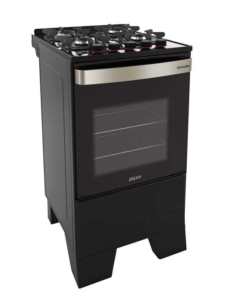Fogao-de-Piso-Mueller-4-Bocas-Piacere-Vetro-Preto-Fosco-–-Bivolt