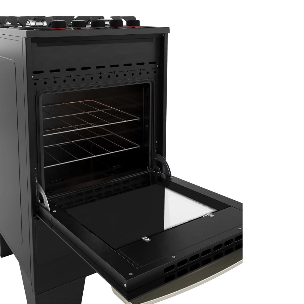 Fogao-de-Piso-Mueller-4-Bocas-Piacere-Vetro-Preto-Fosco-–-Bivolt