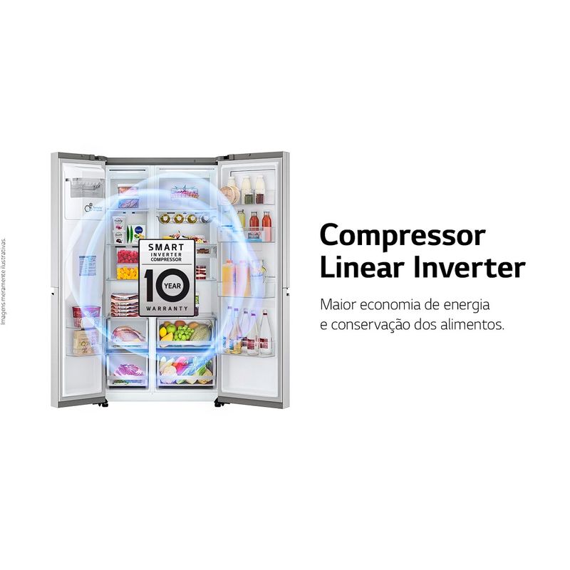 RefrigeradorSmartLG598LitrosSidebySideInstaViewCraftIceUvnanoAcoEscovadoGCX257CSH1220Volts