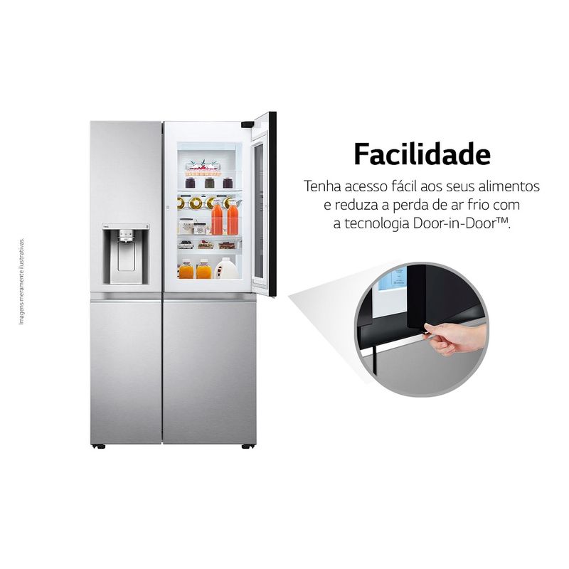 RefrigeradorSmartLG598LitrosSidebySideInstaViewCraftIceUvnanoAcoEscovadoGCX257CSH1220Volts