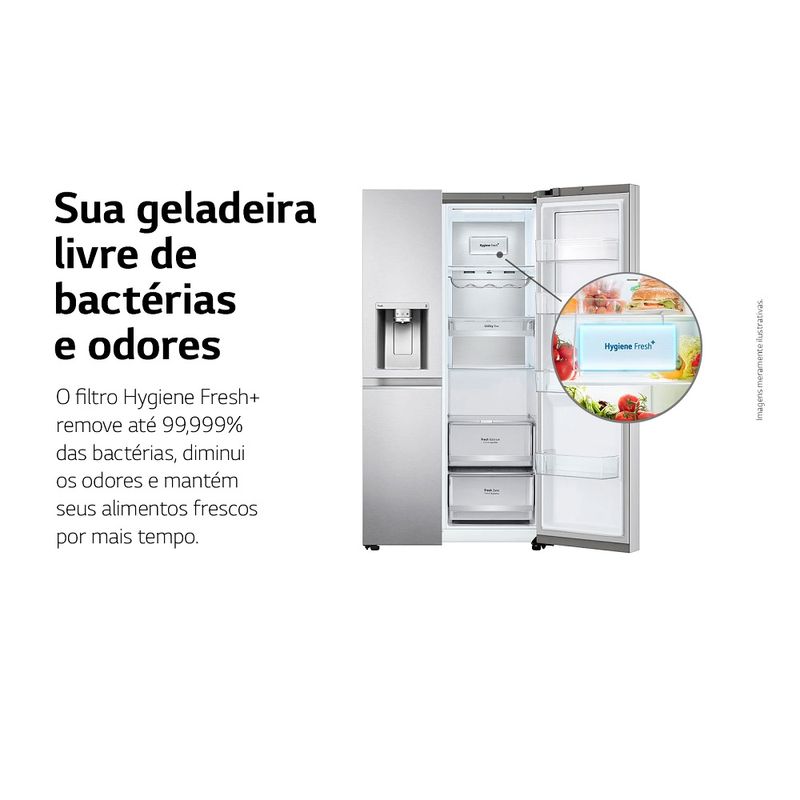 RefrigeradorSmartLG598LitrosSidebySideInstaViewCraftIceUvnanoAcoEscovadoGCX257CSH1220Volts