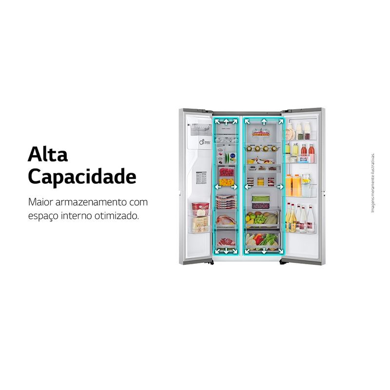 RefrigeradorSmartLG598LitrosSidebySideInstaViewCraftIceUvnanoAcoEscovadoGCX257CSH1220Volts