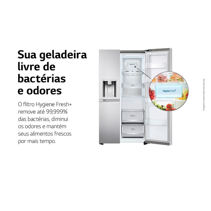 Refrigerador-Smart-LG-611-Litros-Side-by-Side-Uvnano-Aco-Escovado---GC-L257SLP1-–-220-volts