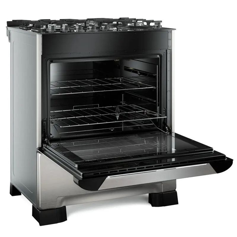 FogaoDePisoMueller5BocasDecoratoVetroComTimerInoxBivolt