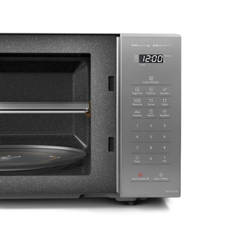 MicroondasPanasonicDuplaRefeicao27LitrosPrataNNST55LMRU–220Volts