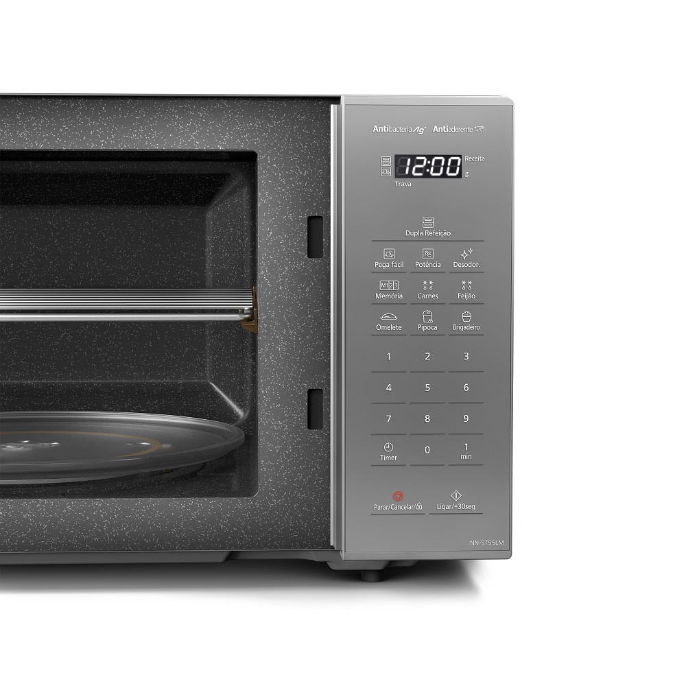 MicroondasPanasonicDuplaRefeicao27LitrosPrataNNST55LMRU–220Volts