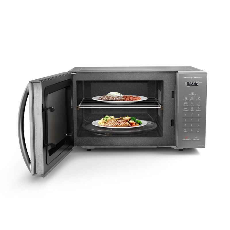 MicroondasPanasonicDuplaRefeicao27LitrosPrataNNST55LMRU–220Volts