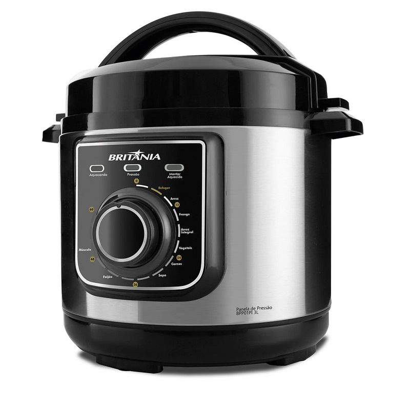 Panela-de-Pressao-Britania-3-Litros-Multifuncional-Preta-Inox-BPP01PI-–-127-Volts-