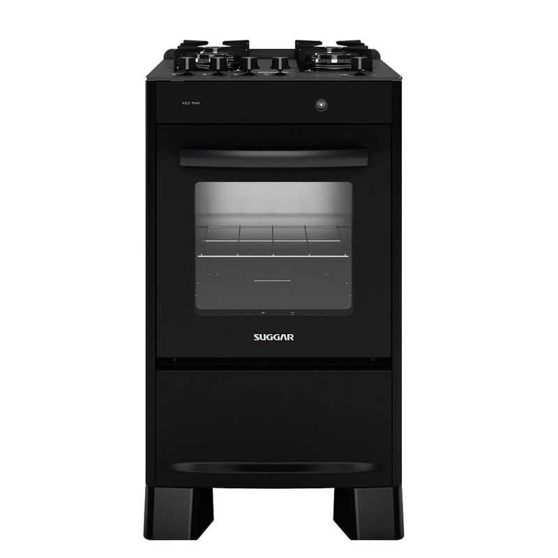 Fogao-de-Piso-Suggar-4-Bocas-Mesa-de-Vidro-Neo-Max-Preto-–-Bivolt