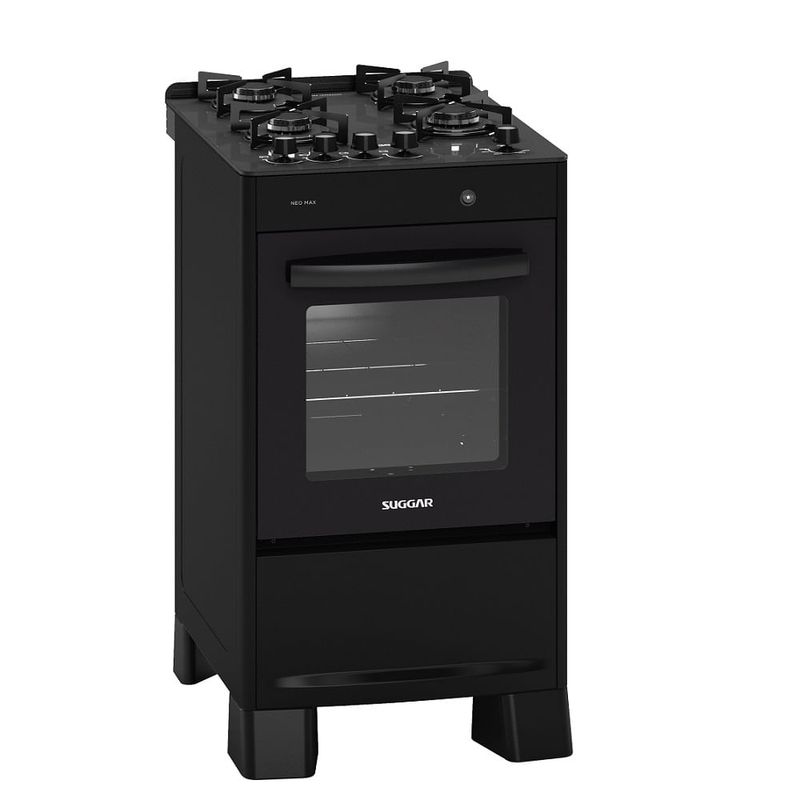 Fogao-de-Piso-Suggar-4-Bocas-Mesa-de-Vidro-Neo-Max-Preto-–-Bivolt