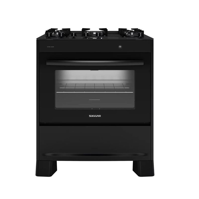 Fogao-de-Piso-Suggar-5-Bocas-Mesa-de-Vidro-Neo-Max-Preto-–-Bivolt-