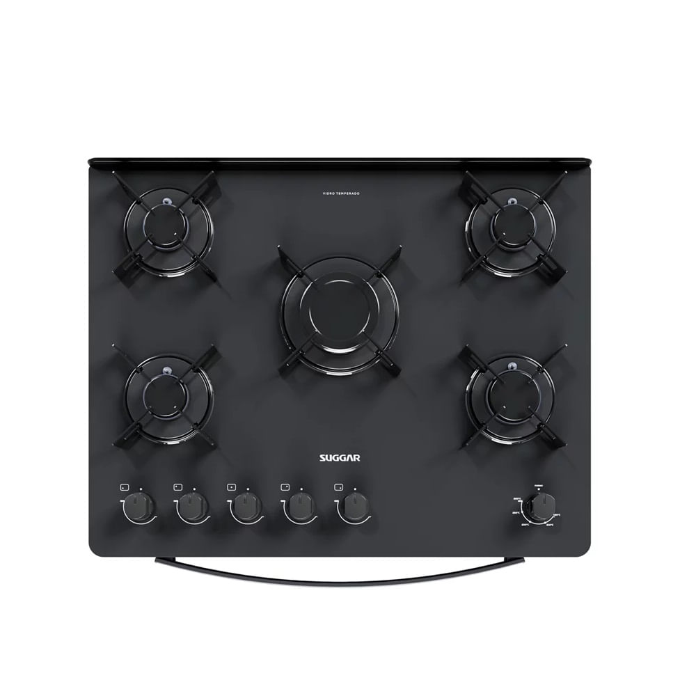 Fogao-de-Piso-Suggar-5-Bocas-Mesa-de-Vidro-Neo-Max-Preto-–-Bivolt-
