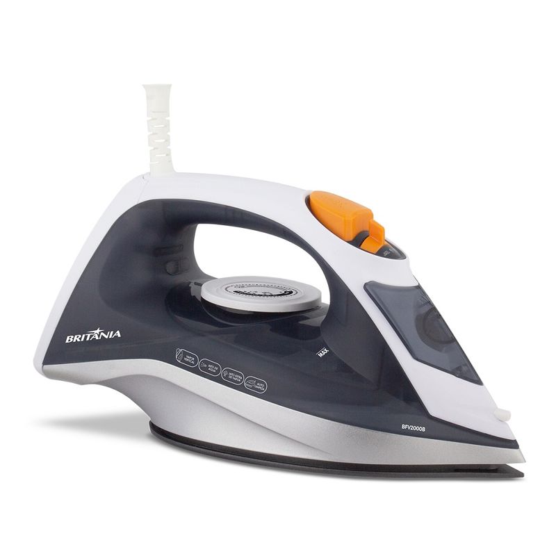 Ferro-a-Vapor-Britania-Branco-e-Cinza-BFV2000B-base-Antiaderente-–-127-Volts