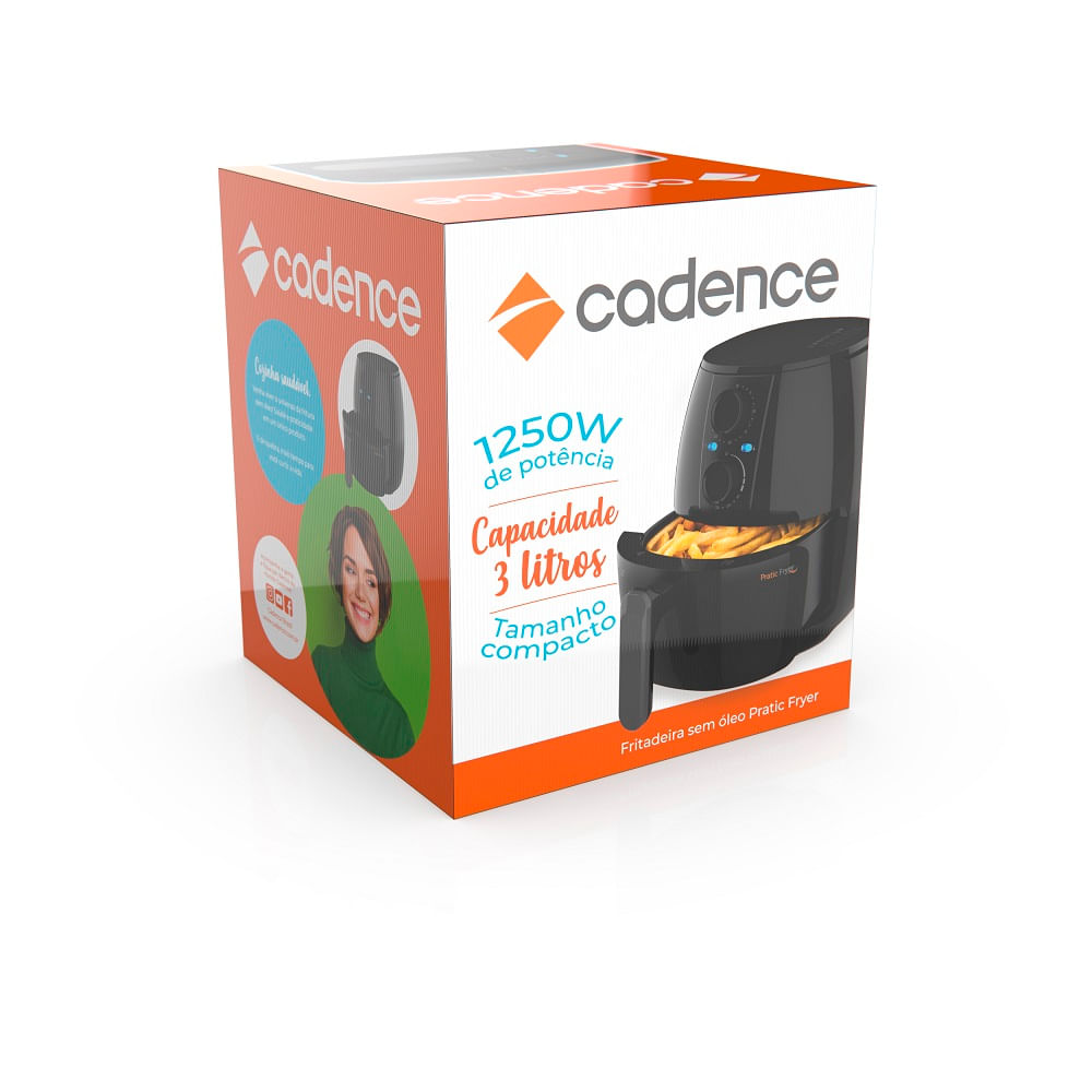 Fritadeira-Air-Fryer-3-Litros-Cadence-Pratic-Fryer-Preta-220V-FRT515